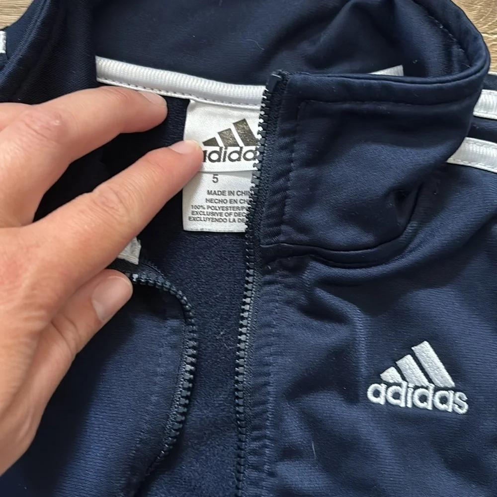 Adidas Navy Track Jacket with White Stripes